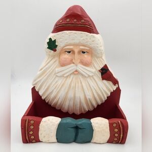 Midwest Cannon Falls Carved Santa Card Greenery Holder Box Wall Hanging